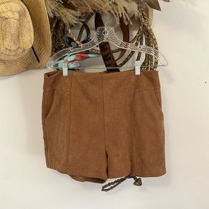 Brown high-waisted shorts